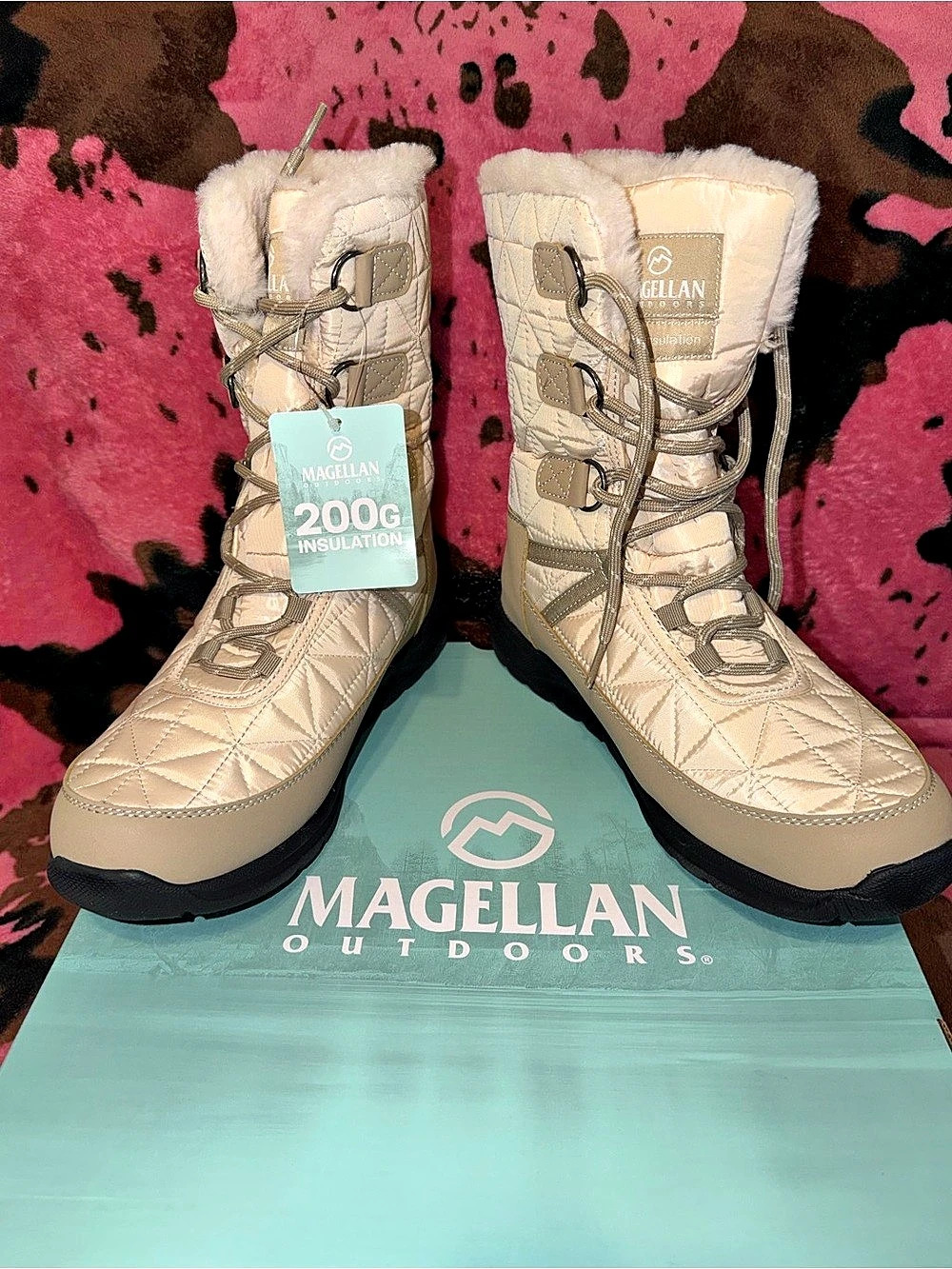 Magellan Outdoors Women's Quilted All Weather Boot Cream US 10 M